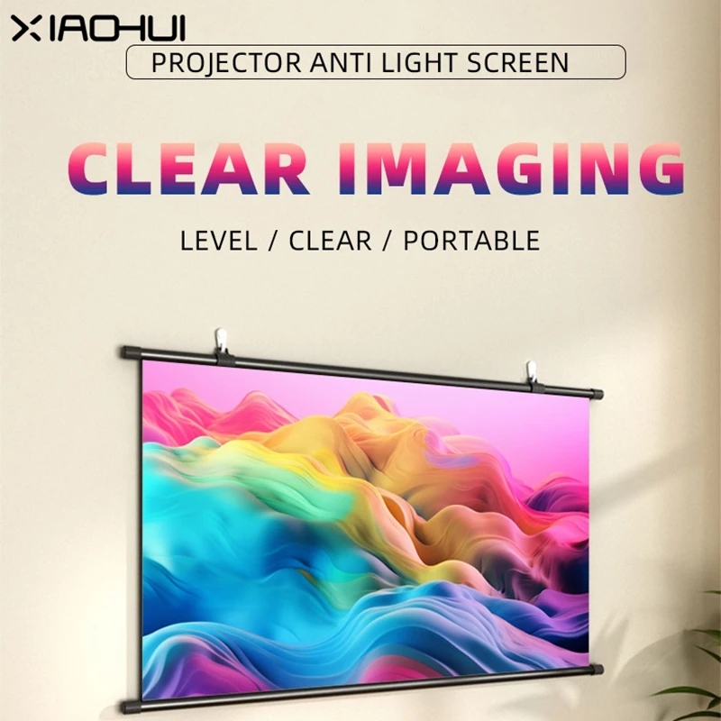 XIAOHUI 84-inch 16:9 projection screen, non-perforated wall-mounted type, household anti-light projection screen