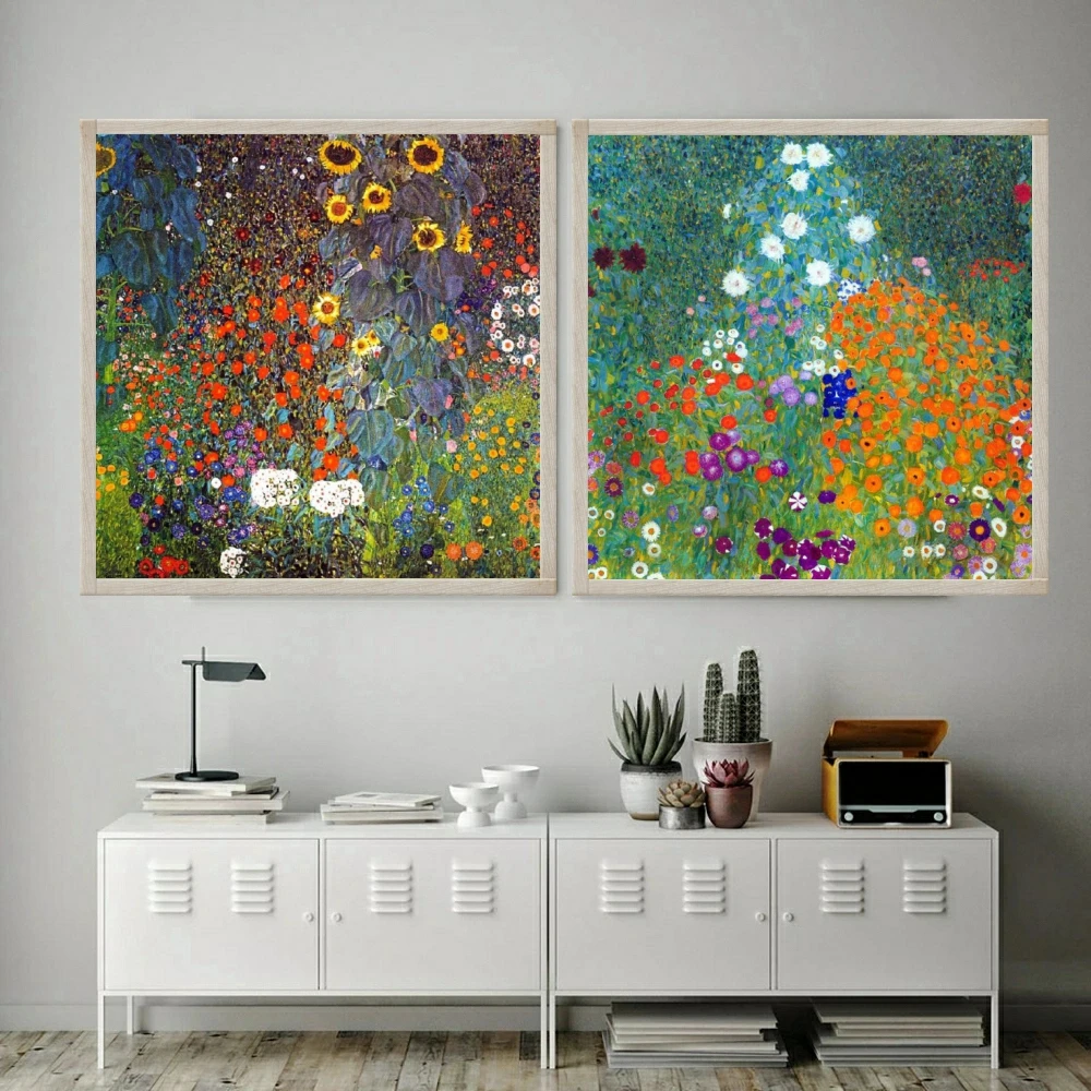 Gustav Klimt Flower Garden 5D DIY AB Diamond Painting Embroidery Courtyard Landscape Cross Stitch Mosaic Handicraft Home Decor