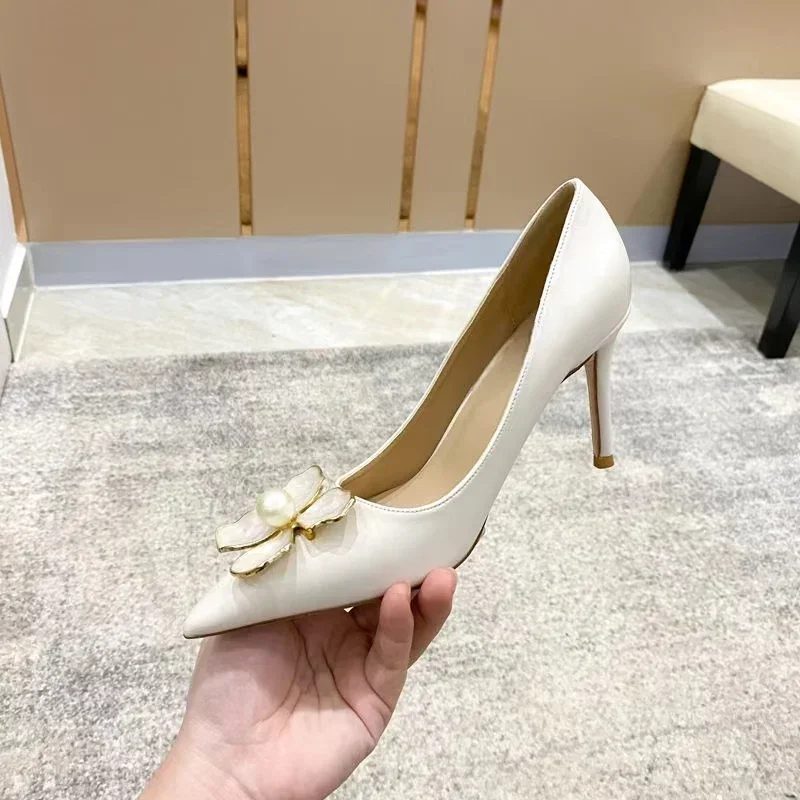 

2024 Autumn Fashion Designer Women's High Heels Classic Elegant Shallow Mouth Ladies Shoes Pointed Thin Heels Sexy Pumps