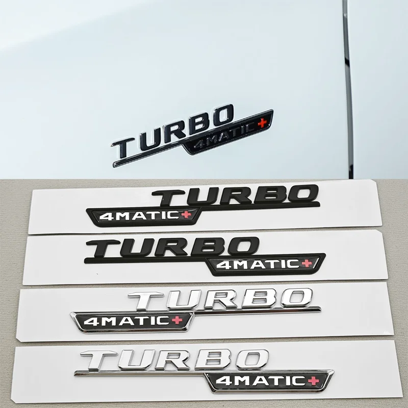 

2pcs 3D ABS Chrome Car Letter TURBO 4MATIC Puls Logo Fender Side Badge For Mercedes AMG A35 45 A45S W177 W176 Sticker Accessorie