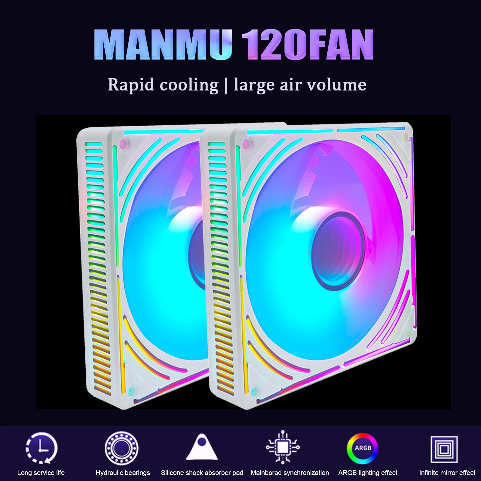 

MANMU 12V Fan 120mm Computer Cooling Case Cooler Fan Gaming Ventilador Aura Sync Fan Argb