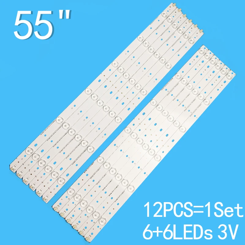 12pcs/set LB-C550F13-E1-L-G1SE LED55C2000I/LED55C2080i  For ChangHong TV3V1W 6+6 light