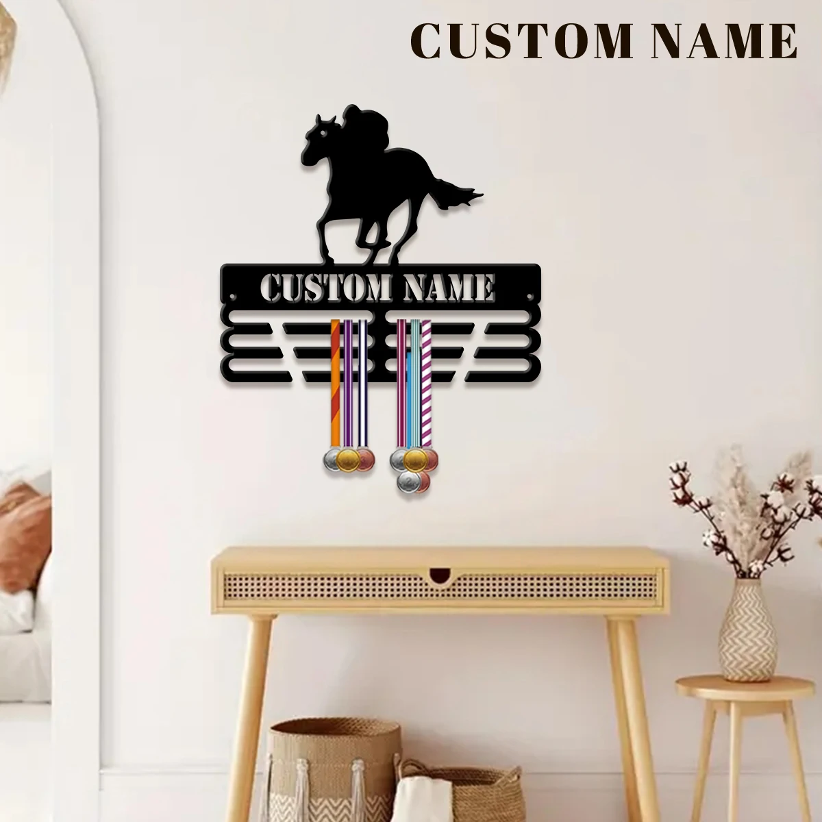 1pc Custom Horse Racing Metal Medal Hanger Holder,Personalized Number Medal Display Rack for Sports Awards,Home Decor Gift