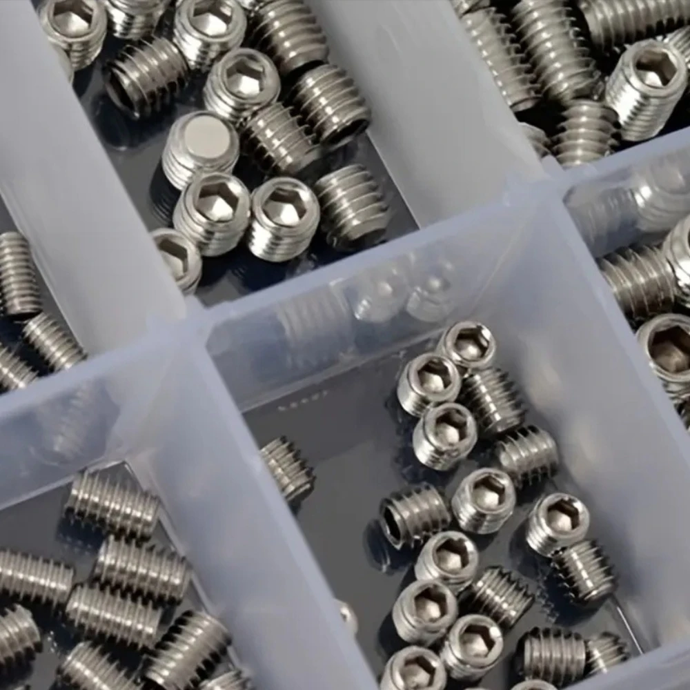 Stainless Steel Machine Screw Without Head Set 200pcs M3 M4 M5 M6 Hex Hexagon Socket Allen Cup Point Grub Bolt Set Screw Kit Box