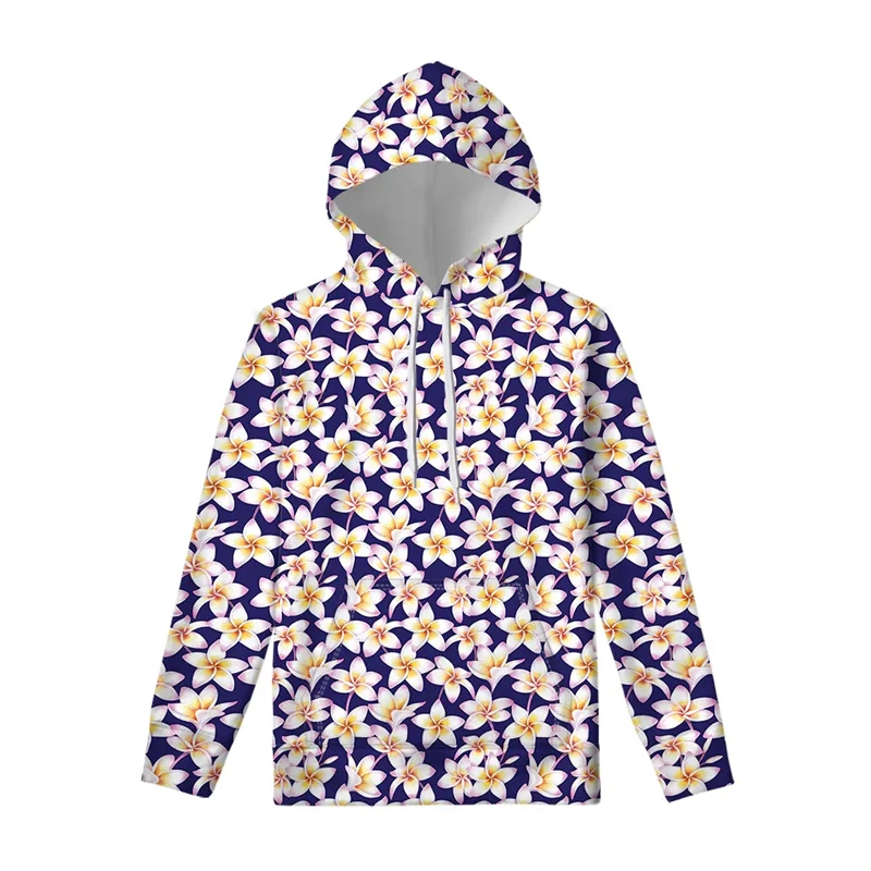 Psychedelic Hawaiian Flower Print Pullover Hoodie For Men Fall/Winter New Arrivals Daisy Flower Oversize Longsleeve Sweatshirts