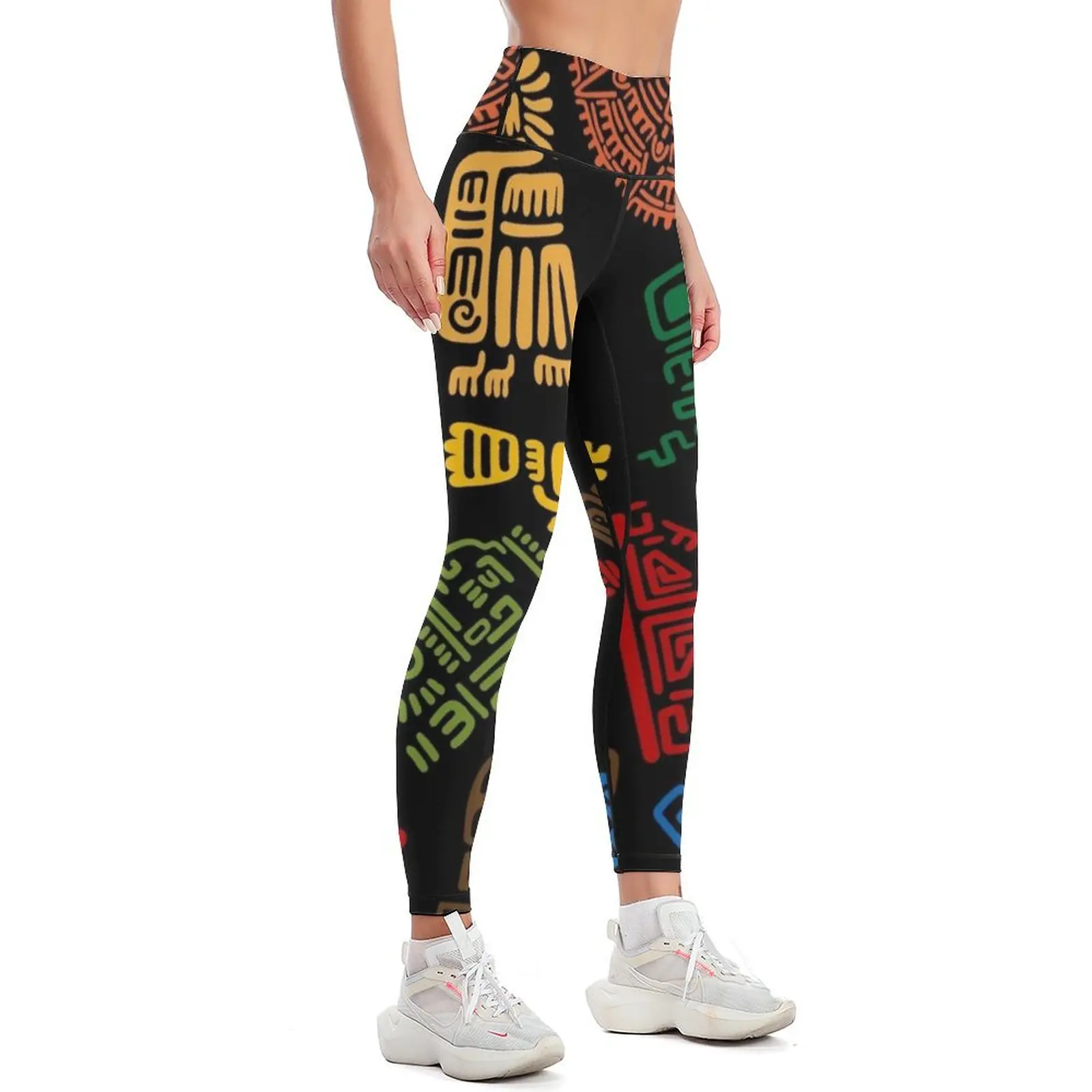 Mayan Aztec Geometric Pattern | I Love Mexico Leggings harem pants gym womans Women's sports Womens Leggings