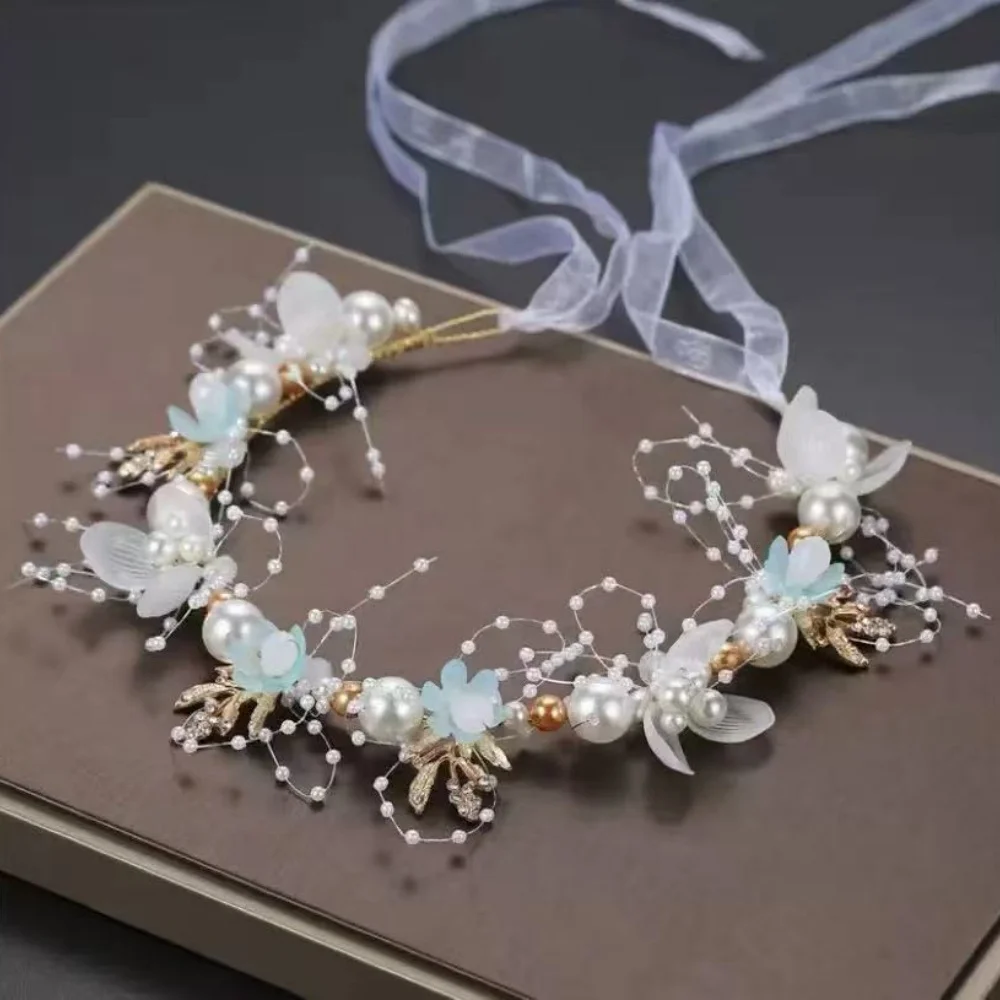 1pc Flower Headband with Ribbon Children's Hair Accessories, Floral Design, Ideal for Weddings and Bridesmaids image 3