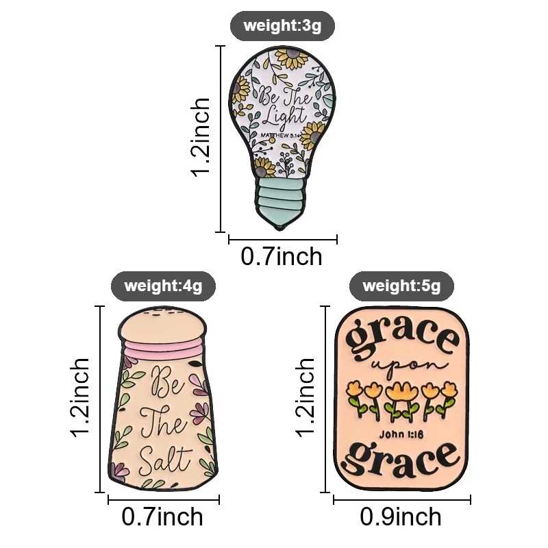 Christian Faith Badge,Be The Light and Be The Salt Grace Theme Enamel Pin,Fashion Backpack Clothing Accessory,Gift For Believer