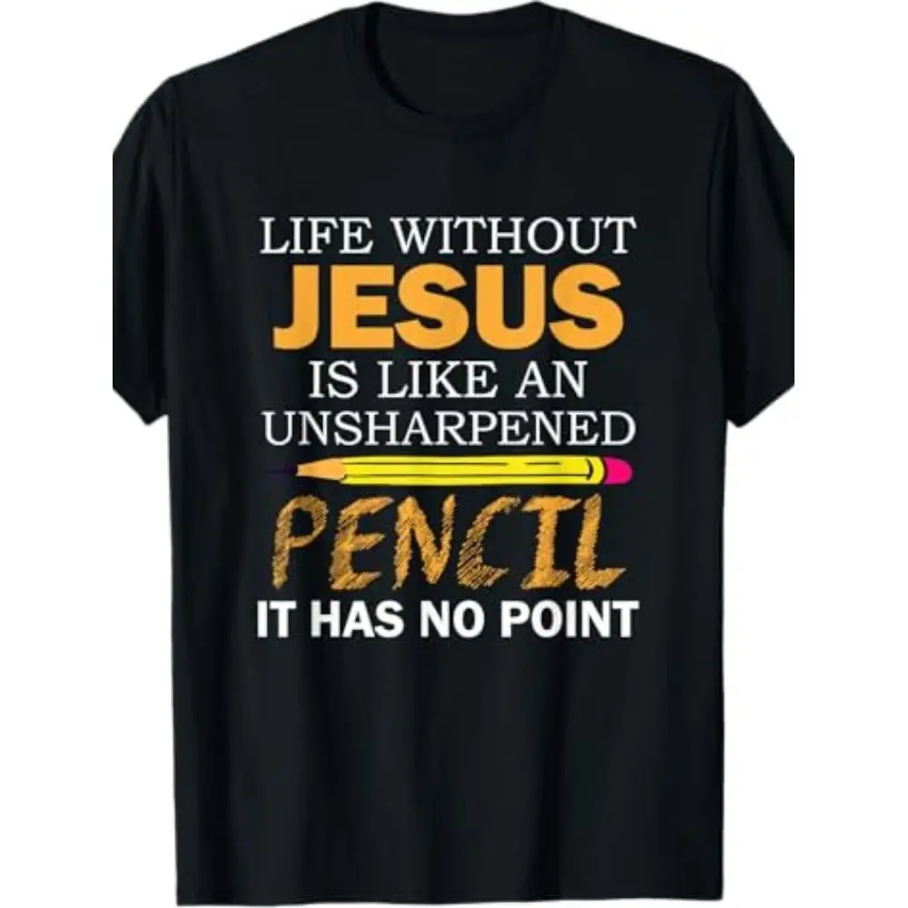 

Life without Jesus Humor Christian Religion T-Shirt, Casual Crew Neck Short Sleeve T-Shirt, 100% Cotton Fabric, Slight Stretch