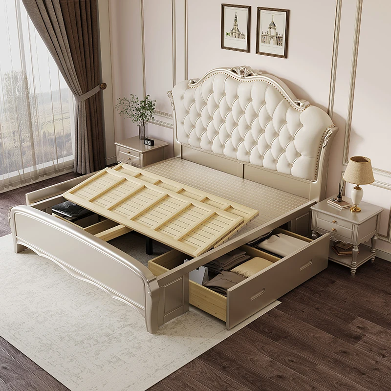 Modern Sale Double Bed Luxury Leather Designer Adult Girls Twin Double Bed Queen Platform White Cama Matrimonial Home Furniture