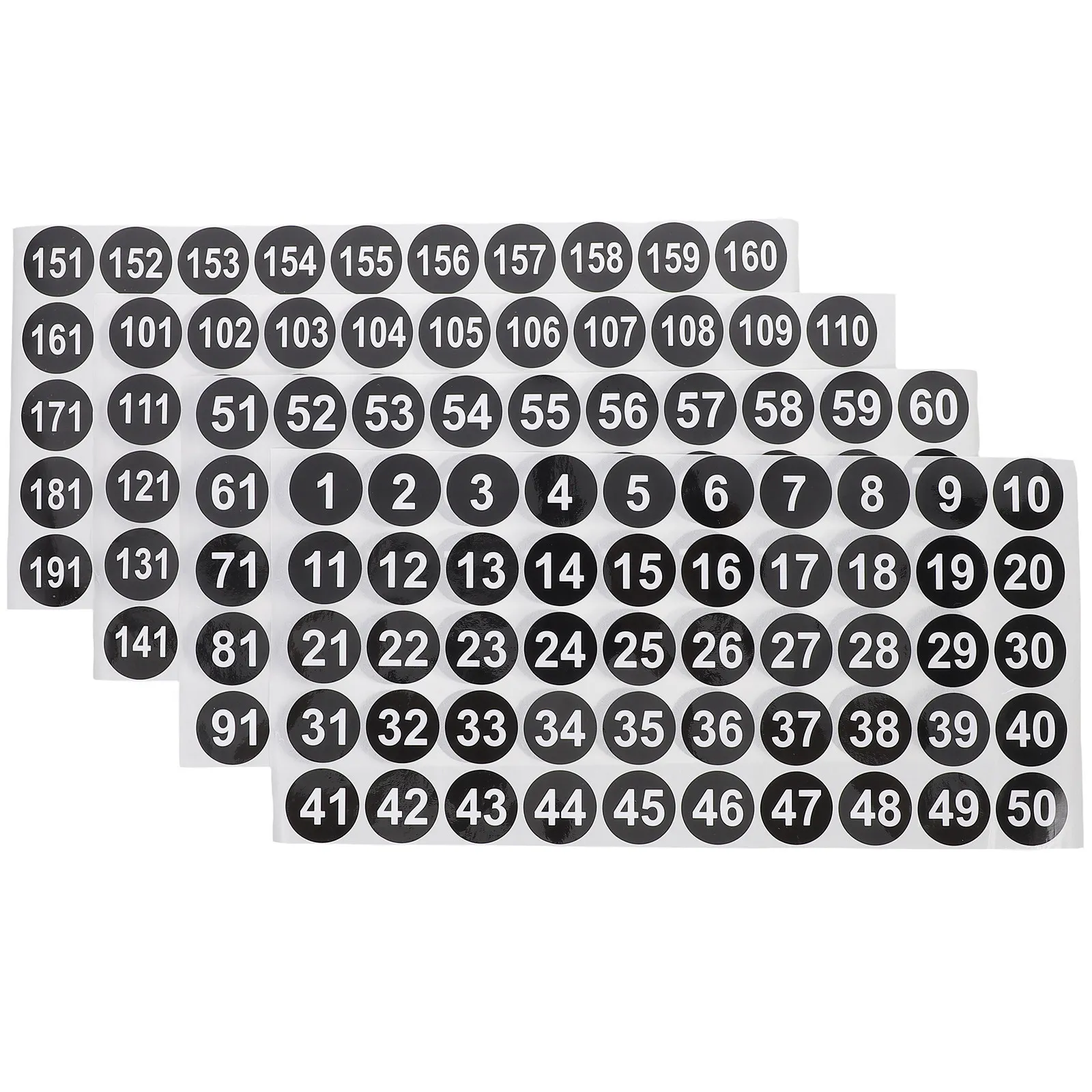 

4 Sheets Round Vinyl Number Stickers Self-Adhesive Multi-Use Digital Labels for Office Storage Gym Locker Clothing Organization