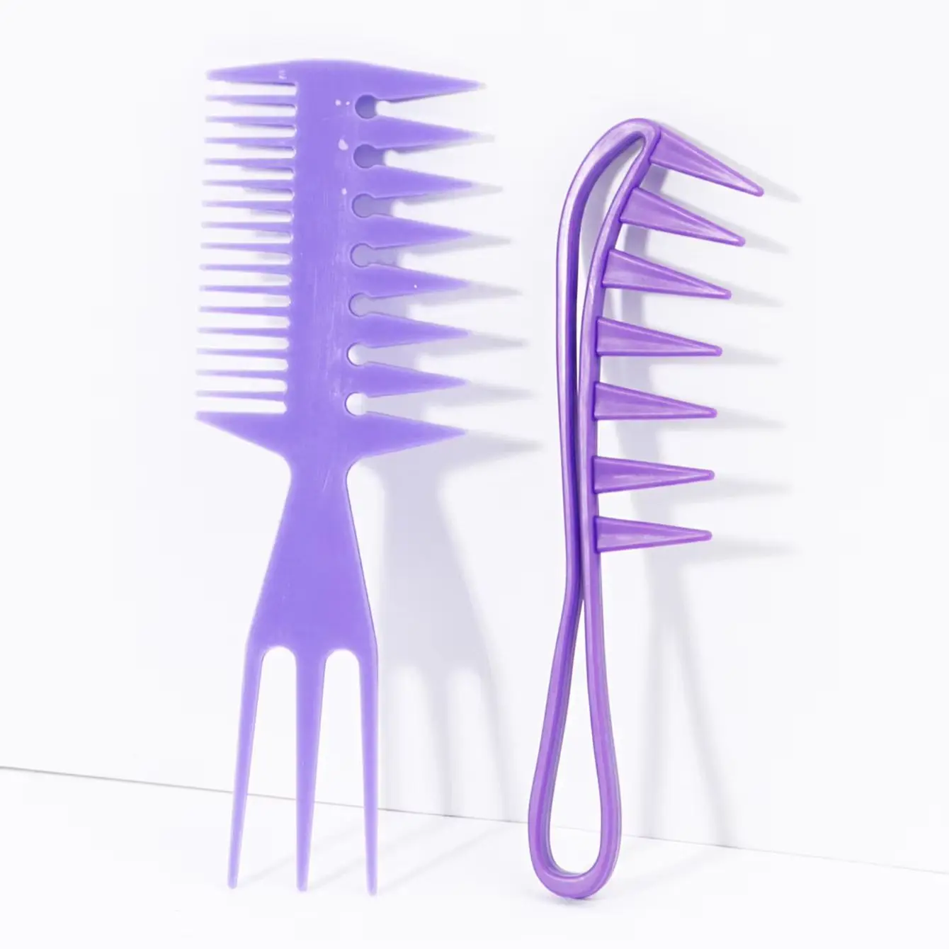 2-piece hair styling comb set, curved handle wide tooth comb, 3-in-1 anti-static styling comb, special for real hair wigs