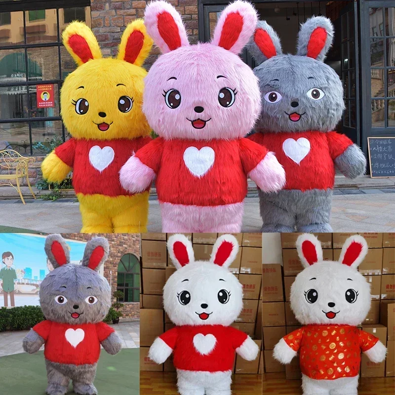 

Inflatable Rabbit Mascot Costume Chinese New Year's Performance Clothings Props God of Wealth Cartoon Fortune Rabbits No Battery