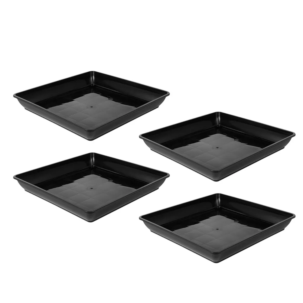 Square Plant Saucer 4 Pack Heavy Duty Plastic Flower Pot Drip Trays Water Catcher for Indoor Outdoor Garden