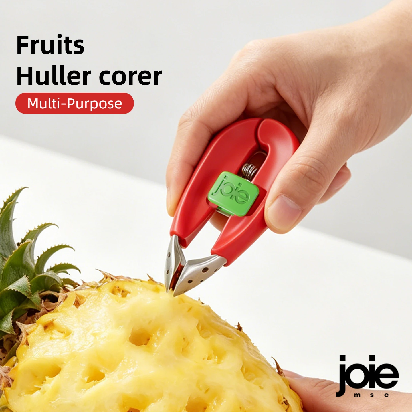 Joie Éplucheur de fraises, Dénoyauteur de fruits, Éliminateur d'œillets d'ananas, Nettoyeur de feuilles de fraises, Outil à fruits multifonction, Accessoire de cuisine