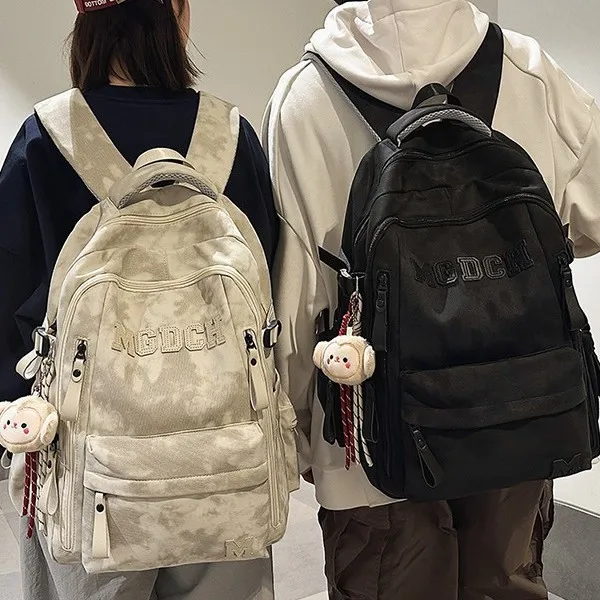 1PCS Front Pocket Design Versatile City Backpack Pendant Allowed Nylon Schoolbag Trendy Daily Carry Rucksack for Teenagers