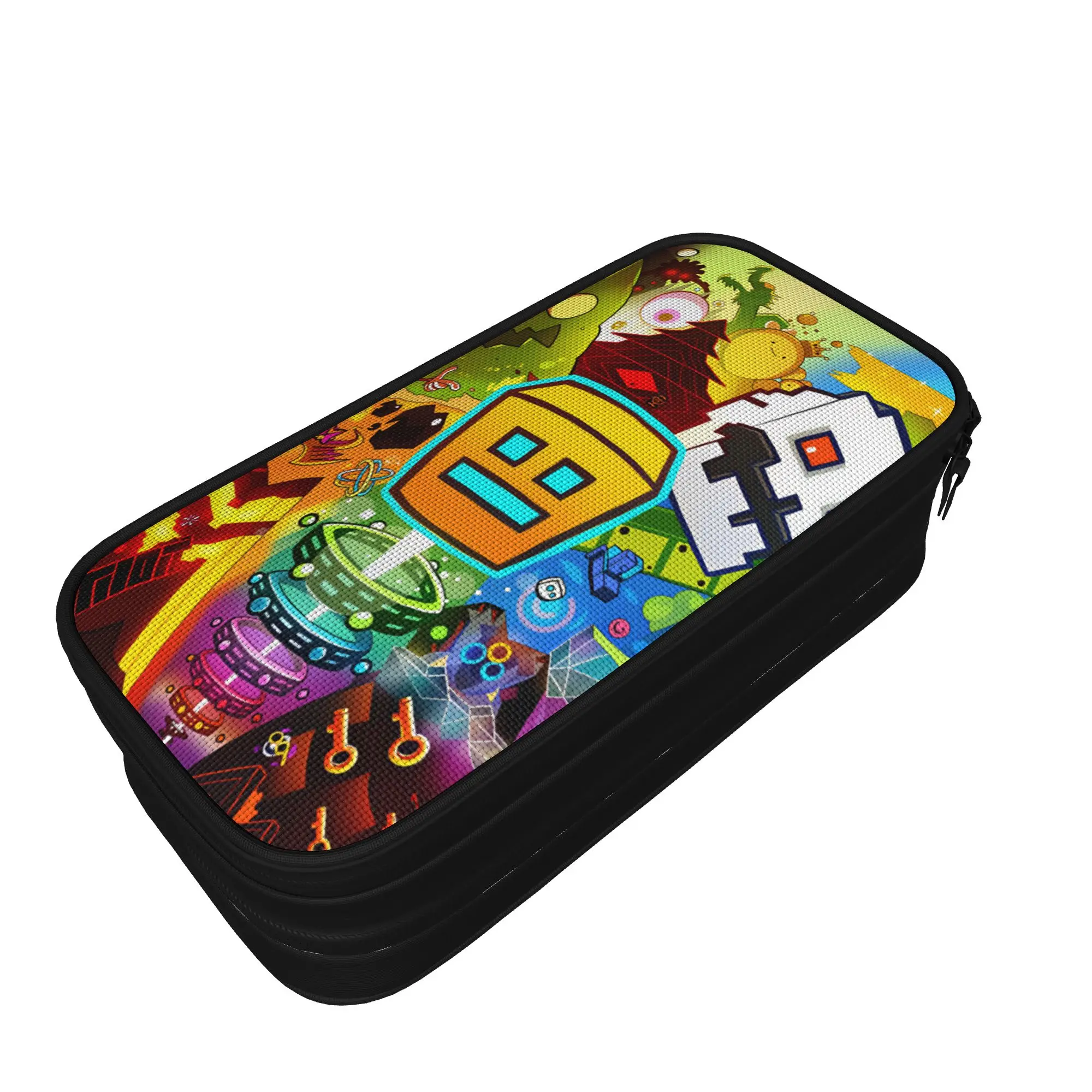 Geometry Gaming Dashed Pencil Case  University Pencil Box Students Zipper Lovely School Pencil Cases Printed Supplies