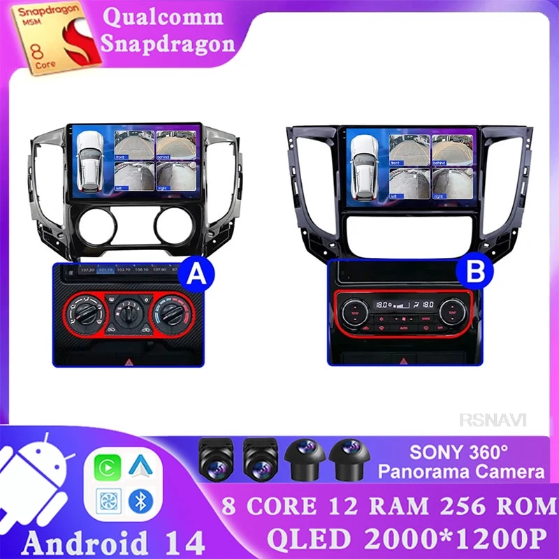 

Android 14 для Mitsubishi Pajero Sport 3 L200 5 Triton 3 2015- 2019 Навигация DVD GPS BT Viedo плеер Qualcomm мультимедийный DSP