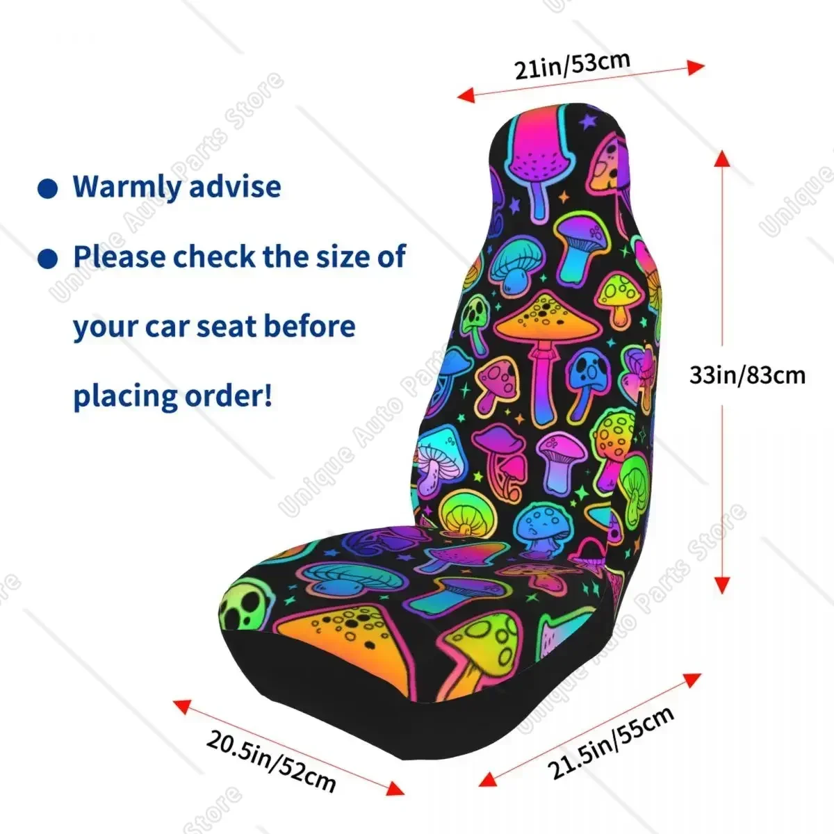 Bright Psychedelic Mushrooms Universal Car Seat Cover Four Seasons Suitable For All Kinds Models Seat Covers Fabric Car Styling