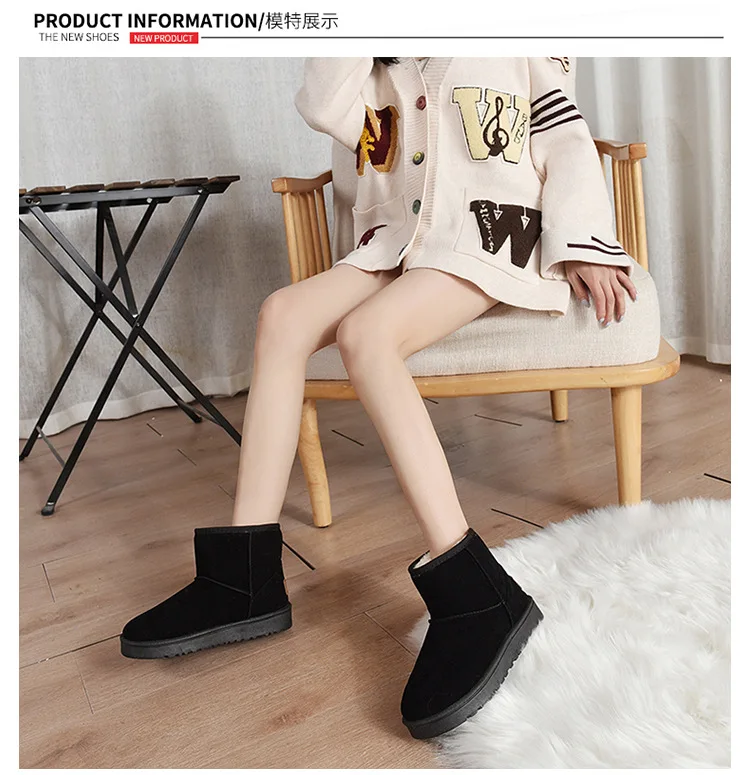 2026 Schneestiefel Winter Warme Modische Rutschfeste Schuhe Dicke Pelz-Plattform Flache Kurze Stiefel-Sneaker – Detail 8