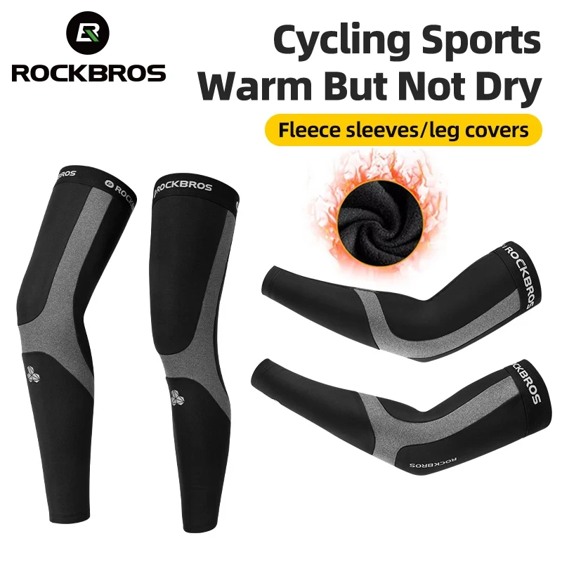 ROCKBROS Autumn Winter Warm Arm Sleeves Legwarmers Men Women Sports Sleeves Fleece Bicycle Leg Sleeves Cycling Leg warmers