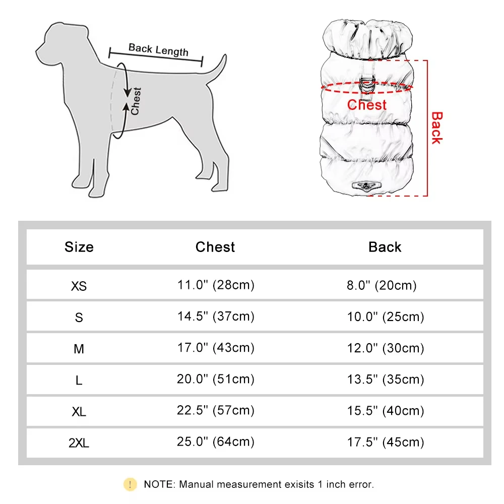 Padded Puppy Cat Clothes With D Rings Winter Warm Dog Jacket for Small Dogs Chihuahua Vest French Bulldog Coat Yorkie Outfits