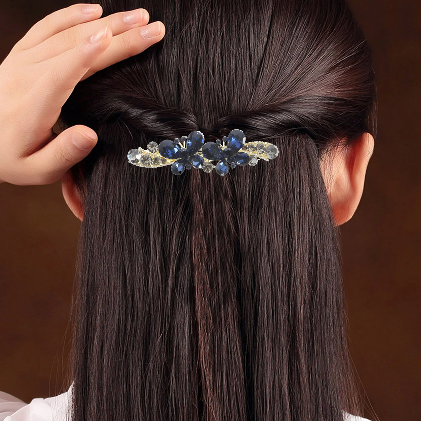 

Butterfly Clip Rhinestones Bling Barrette Spring Clips For Women Thick Hair Elegant Hair Styling Accessory Wedding Bride