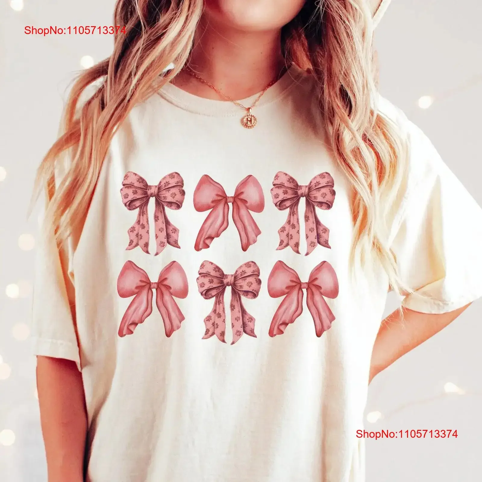Coquette Bow Christmas T Shirt Preppy Toile Girly PJs Shirtn Girl Holiday Cute Winter Ribbon Crewneck vintage Washed graphic