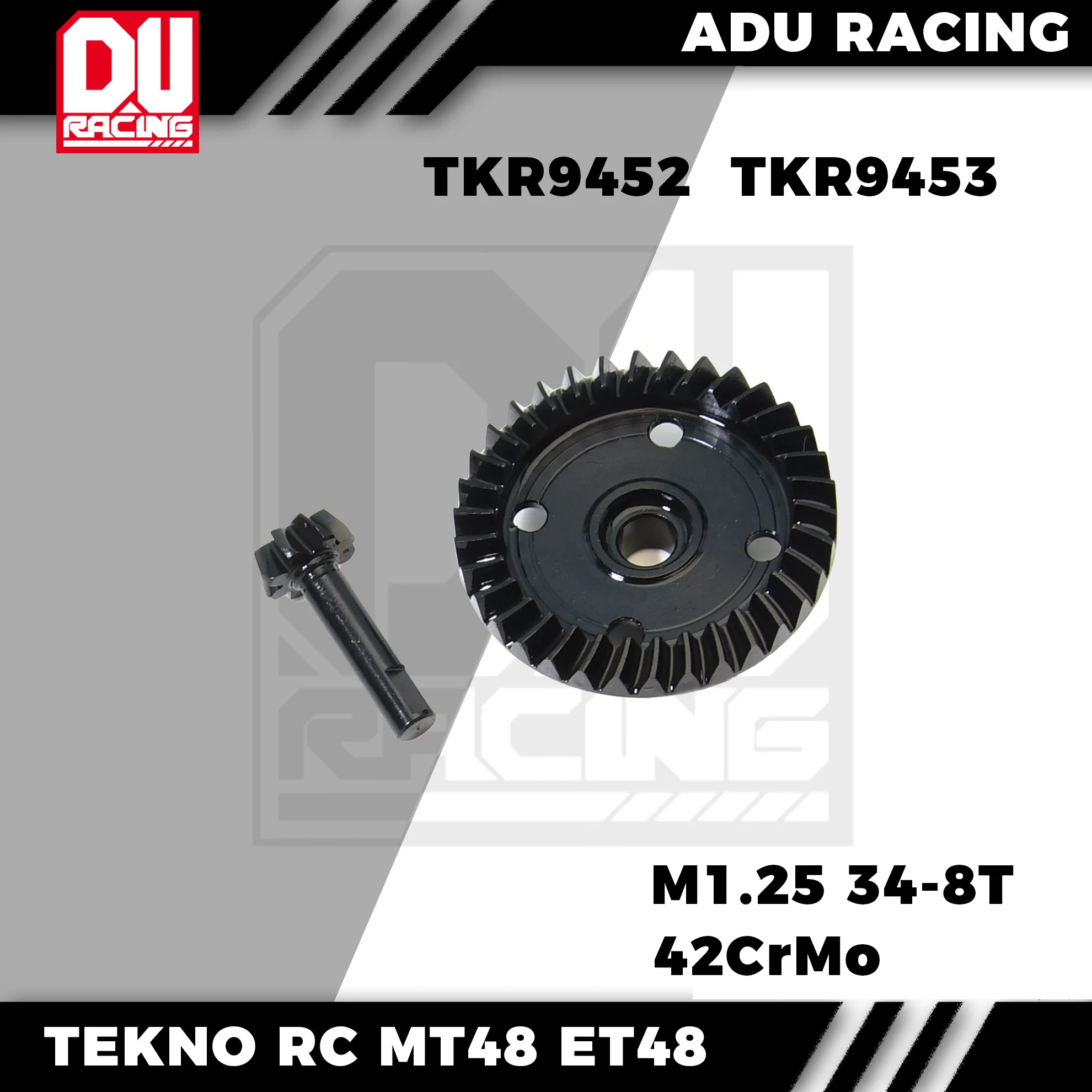 

ADU RACING 40CRMO M1.25 STREEL 34t MAIN DIFF GEAR AND 8t INPUT GEAR for TEKNO RC MT48 ET48