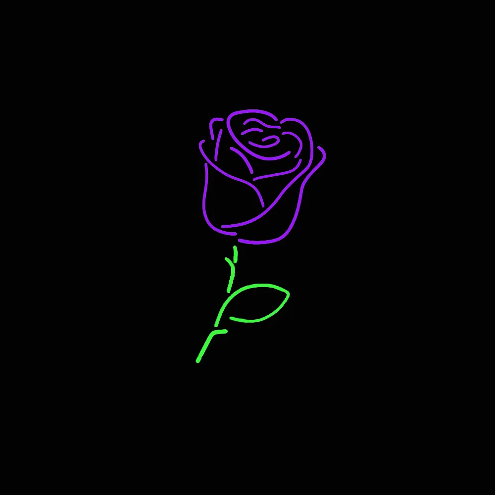 Purple Rose Green Leave Custom Handmade Real Glass Tube Flower Store Advertise Room Decoration Display Neon Sign Light 17