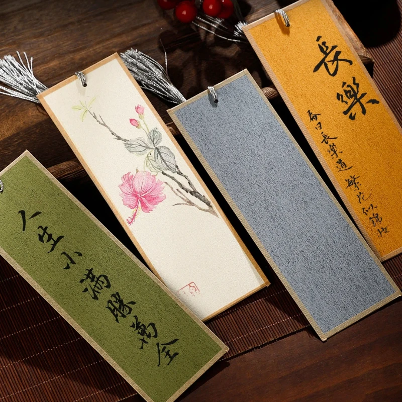 Vintage Chinese Bark Fully Cooked Xuan Paper Blank Bookmark Card Calligraphy Watercolor Drawing Rice Paper Stationary Supplies