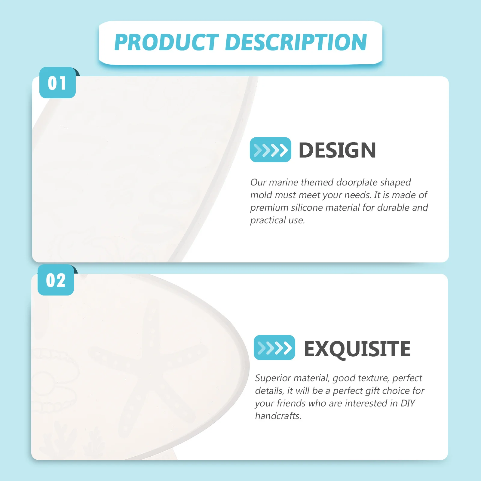 

1Set Marine Theme Seahorse Doorplate Mold Silicone DIY Mold for Handcraft Sea Life Doorplate Decor Making Molds