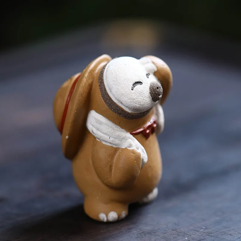 Purple Clay Sloth Tea Pet Handmade Duanni Clay Painted Otter Miniatures Cute Creative Ceramic Animal Home Desk Decoration Craft