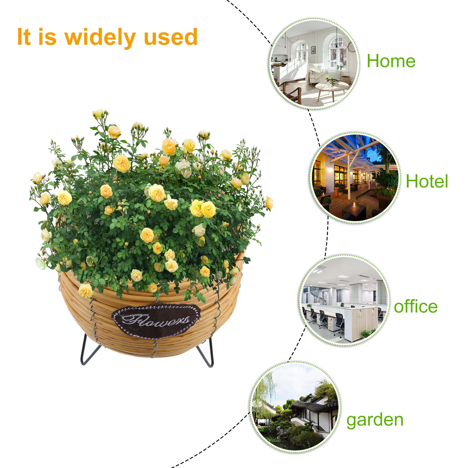 

1 pc Flower Pot Rattan Plant Holder For Succulents Cacti Herbs Balcony Desktop Storage Container Durable Ventilated Design