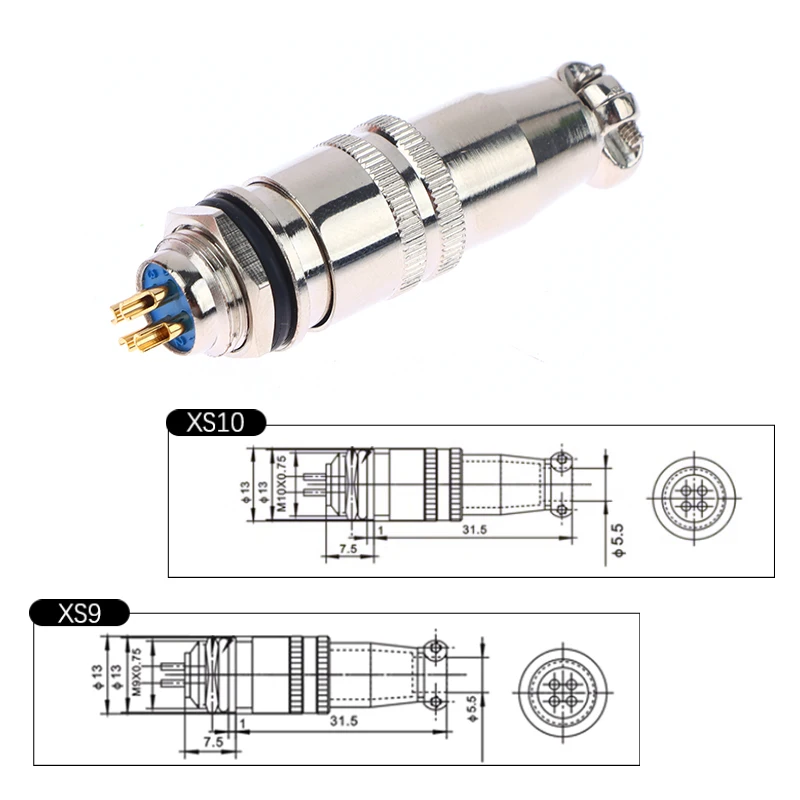 1 Set Electrical Mini XLR Aviation Plug XS9 XS10 2Pin 3Pin 4Pin 5Pin 9MM/10MM Self Locking Aviation Socket Connector