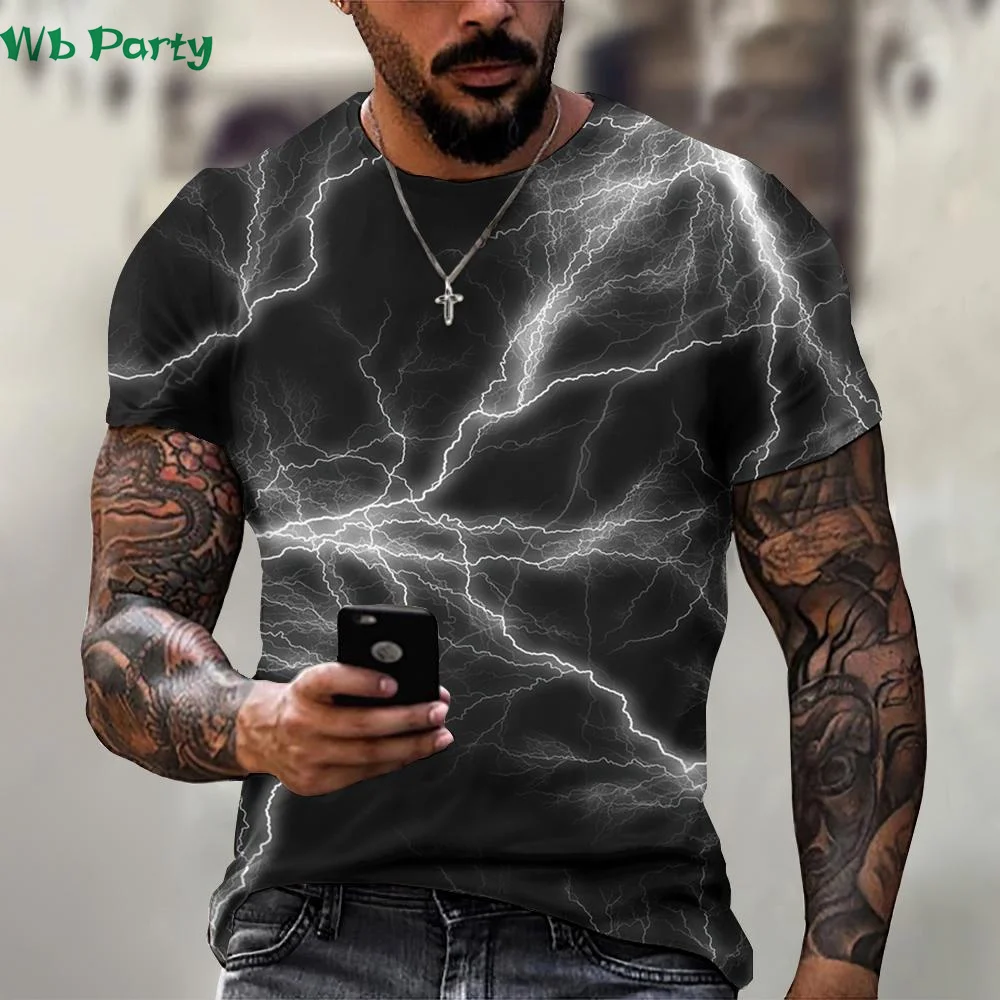 Lightning print Men\'s Dry Fit shirt Short Sleeve Lightning shirts Graphic Tee men\'s summer clothes Men\'s Dry Fit shirt tshirt