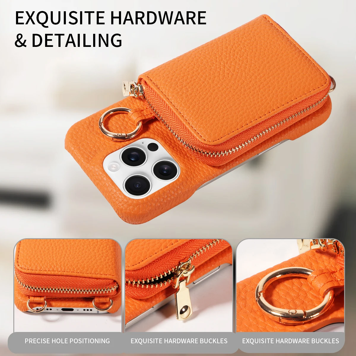 Hochwertige Kunstleder-Handyhülle für iPhone 16e 16 15 14 13 12 11 Pro Max Umhängetasche, Brieftasche mit Kartenfach, Anti-Entmagnetisierung – Detail 11