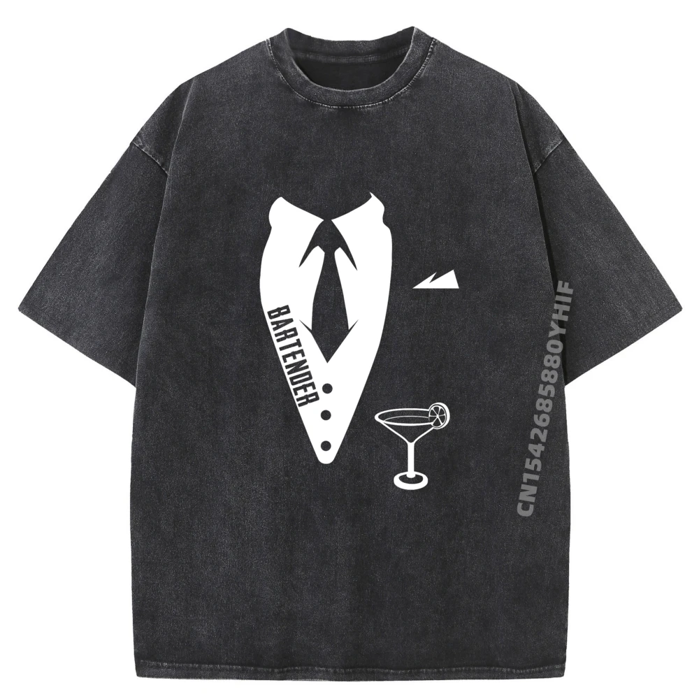 

Funny Bartender Suit Oversized T Shirt Men Graphic Shirt Homme Leisure Washed Clothes Mens Streetwear Tops