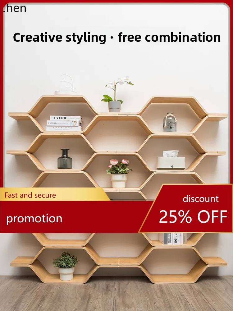 

CZ Bookshelf Storage Rack Modern Simple Floor-standing Solid Wood Display Storage Rack Space-saving