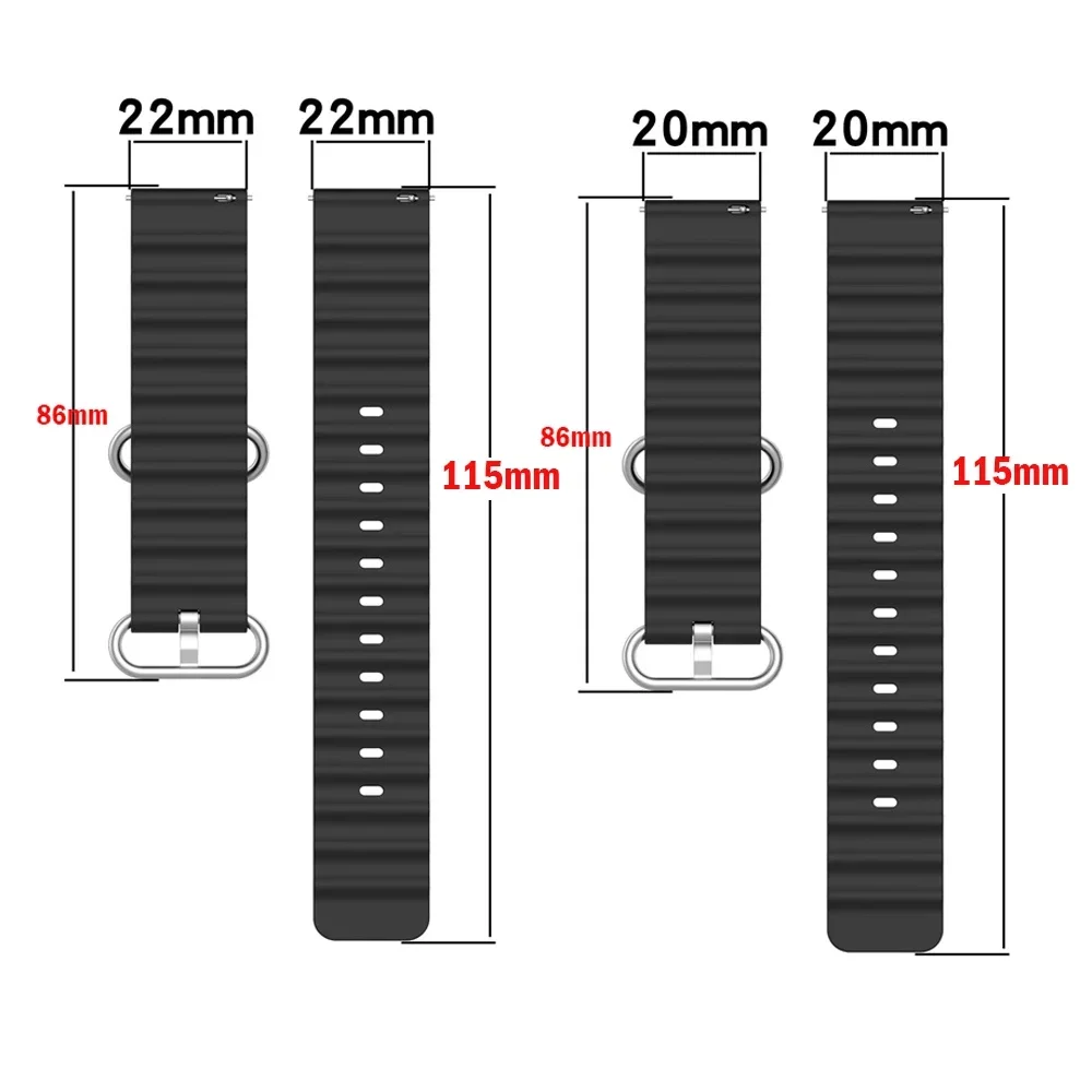 Ocean watch band For Samsung Galaxy 4/5/6/7/Classic 46mm/active 2/Gear Silicone 22mm 20mm Bracelet Huawei Watch GT2/2e/Pro strap