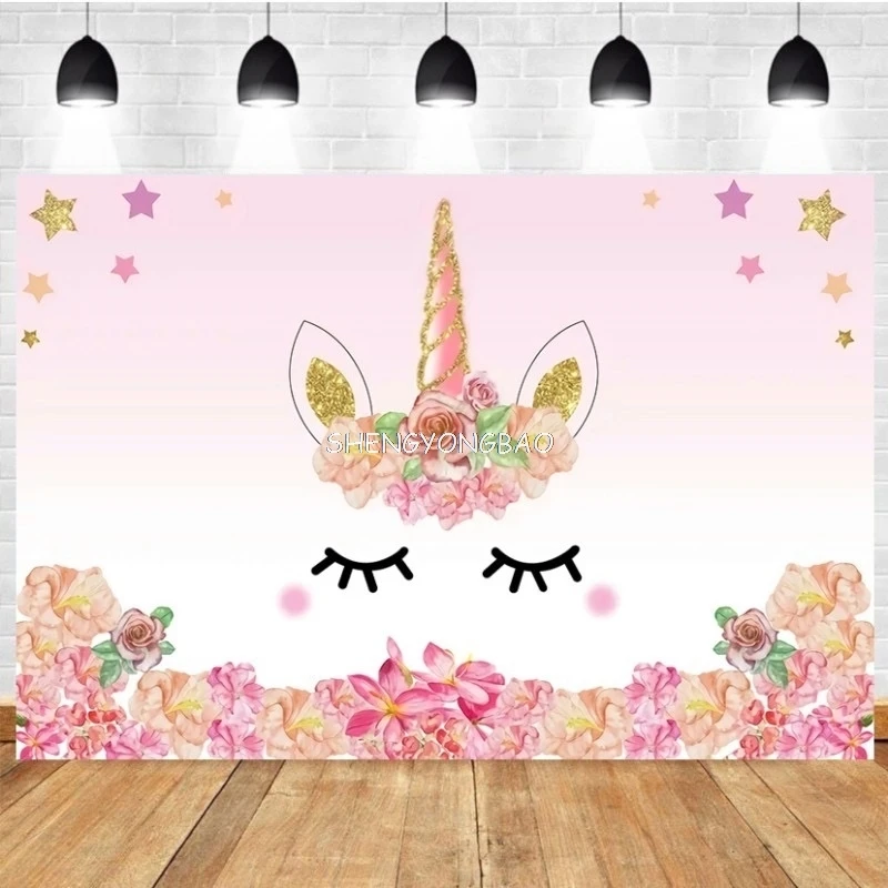 Cenários fotográficos com tema de unicórnio arco-íris, decoração de festa de primeiro aniversário de bebê, fundo de estúdio fotográfico XM-01