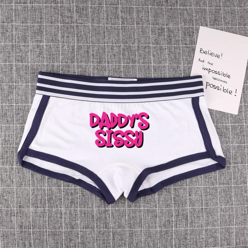 DADDY\'S SISSY Underwear for Women Funny Female Boxer Shorts Cotton Boy Shorts Cute Girl Panties Breathable Womens Intimates