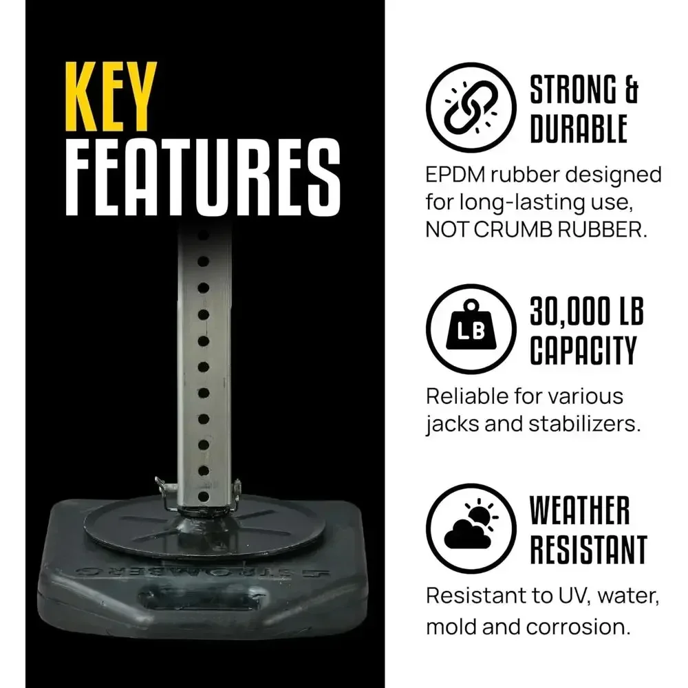 Stromberg Carlson RV Base Pads – JBP-1214.2 Heavy Duty Trailer Base, Leveling Stabilizer Pad for Campers, Landing Gear, EPDM Pad