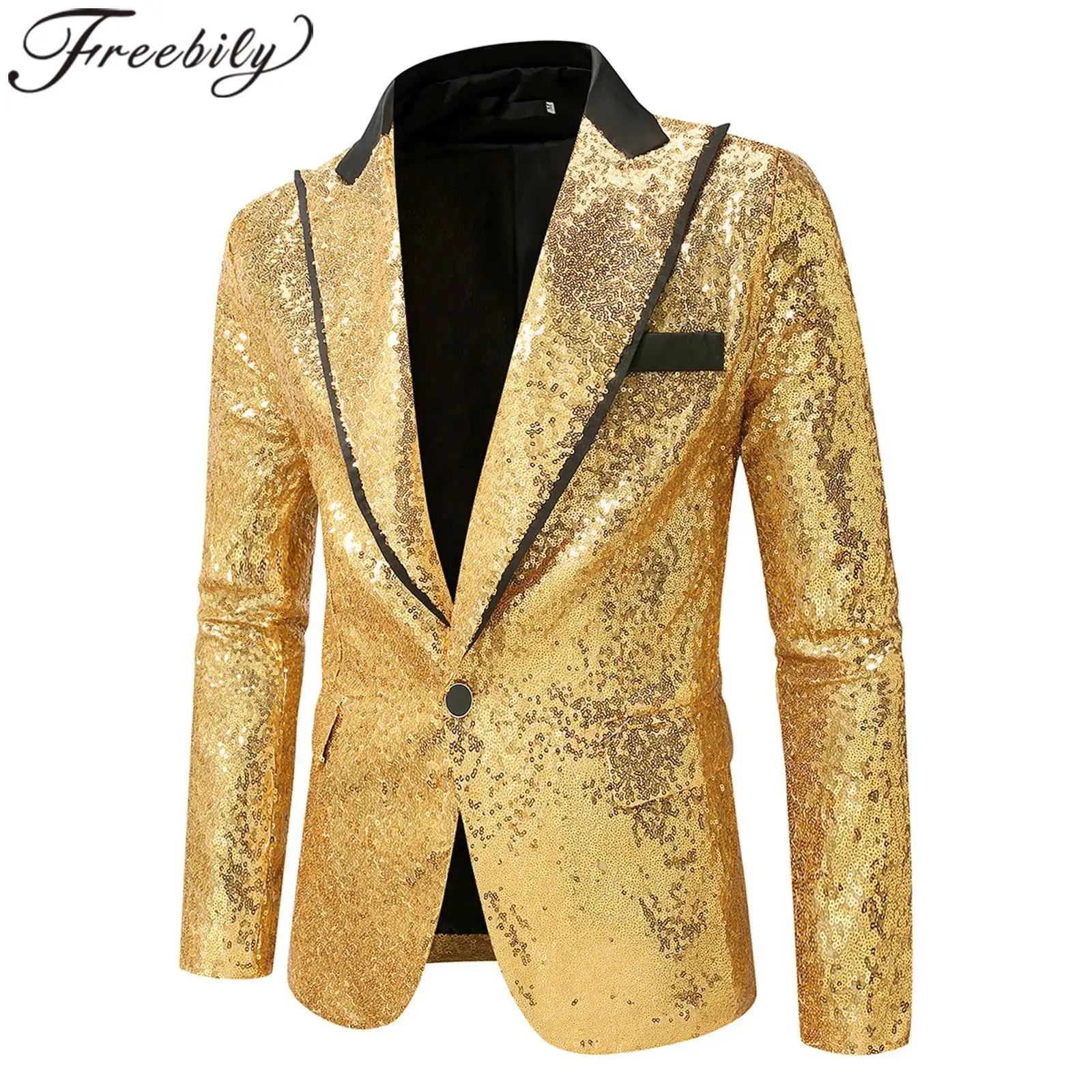 

Men's Blazer 70s 80s Outfit Outerwear Sequin Jazz Dance Festive Costume Formal Jackets Coat For Clubbing Disco Stage Dance Wear