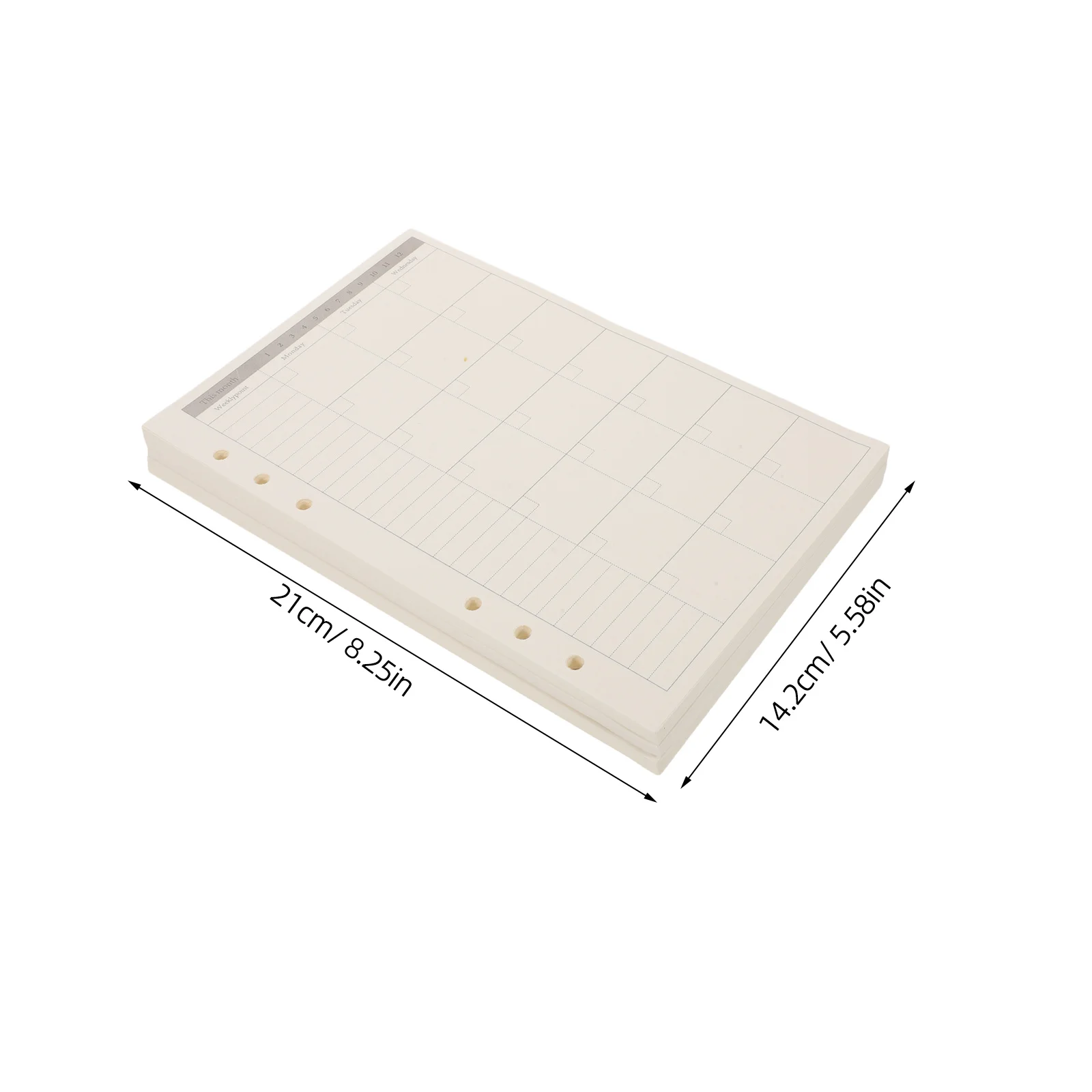 Inserti per pianificatore A5 Carta di ricarica perforata a 6 fori per la pianificazione giornaliera settimanale mensile Raccoglitore a righe Ricariche per notebook Sostituzione