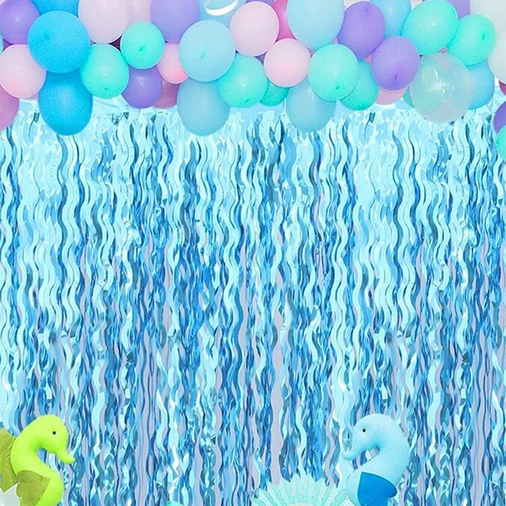 Decoration Balloon Rain Curtain Blue Water Ripple 2M X 1M Party  Fashion Accessory For Wedding Anniversary Grant Event Birthday