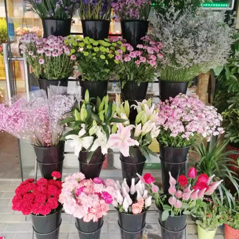 Flower Rack, Flower Display Rack, Shelf Multi-Layer Stairs, Movable Wheel Flower Bucket Rack, Floral Shelf