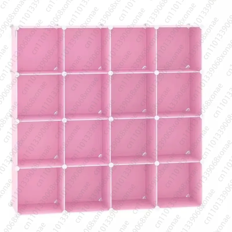 New home plastic shelves, 16 compartments without doors, assembled bookcase, convenient storage shelves