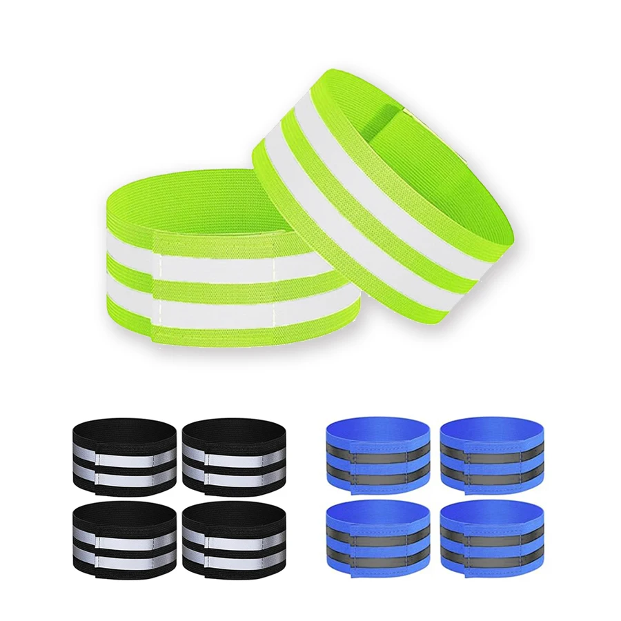 أربطة عاكسة، حزام معصم عاكس، أشرطة شريط عاكسة للسلامة، للمعصم، الذراع، الكاحل، الساق، المشي الليلي، ركوب الدراجات.