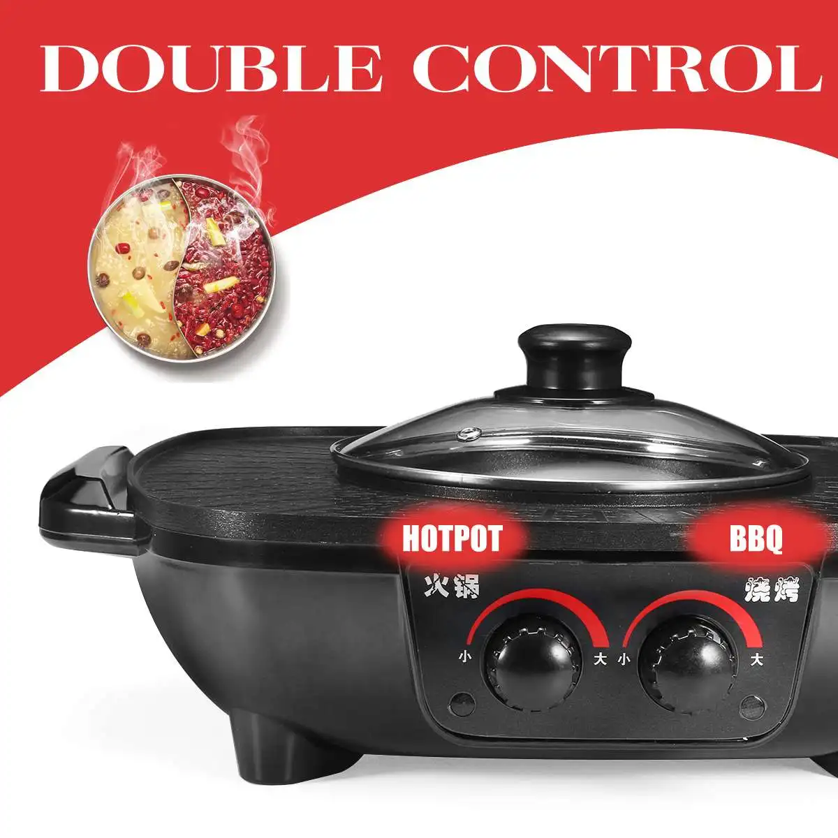 220V 1600W piekarnik gorący kociołek elektryczny multicooker trwałe Hotpot non-stick BBQ pieczenia płyta do grillowania naczynia kuchenne